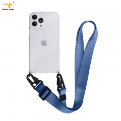 Transparent Back Cover Women Nylon Crossbody Men's Mobile Chain Bumper Shockproof With Strap For iPhone 13 Pro Max Phone Case