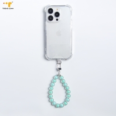 2023 trending waterproof luxurious beads keychain Wrist Bracelet Case Phone Custom Wrist Strap Beaded