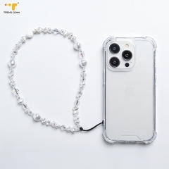 Trending hand elastic strap cell neck strap luxurious For iPhone Micro Custom Clear Lanyard Necklace Phone Case