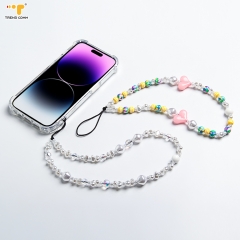 Trending hand elastic strap cell neck strap luxurious For iPhone Micro Custom Clear Lanyard Necklace Phone Case