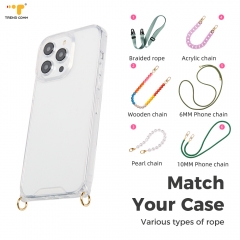 Clear Cord Necklace Shoulder with TPU+PC Mobile Phone strap Cover Case for Iphone 11 12 13 14 Pro ROHS