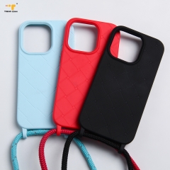 Custom logo Silicone polyester Protective Shell Lanyard Camera Protection Mobile Phone Cover for iPhone14