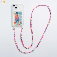 Novel style rope crossbody mini necklace key chain Case Custom Phone Wrist Strap Beaded charm lanyard
