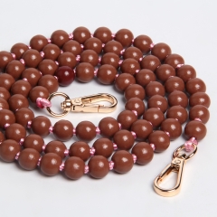 Convenient Custom logo short Wood Lanyard hand cell Wrist Strap phone Beaded chain charm lanyard