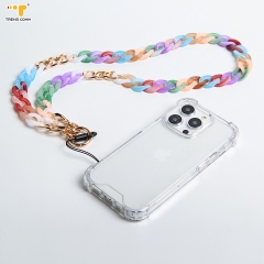 Hot Selling LOW MOQ Custom Acrylic luxury designer Universal Mobile Hang Cord Type Strap phone case with chain