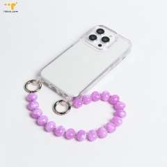 Custom high quality crossbody beads bracelet phone beaded chain charm lanyard wrist strap for iphone 12 case