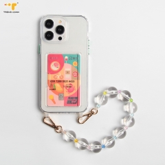 Hang around neck personalized white fashion waterproof universal beaded chain charm wrist strap mobile phone lanyard