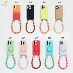 2023 Wrist crossbody universal strap hang around neck acrylic custom beaded multi color diy phone case charms