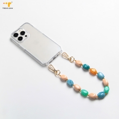 Wholesale Colorful Acrylic Bead Chain Straps Necklace Cord Rope Clear Mobile Phone Cases Keychain Accessories for iPhone
