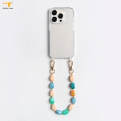 Wholesale Colorful Acrylic Bead Chain Straps Necklace Cord Rope Clear Mobile Phone Cases Keychain Accessories for iPhone