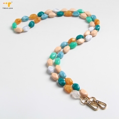 Wholesale Colorful Acrylic Bead Chain Straps Necklace Cord Rope Clear Mobile Phone Cases Keychain Accessories for iPhone