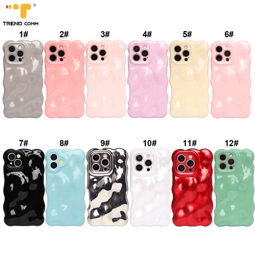 2025 Premium 3D Wave Pattern Phone Case Anti-Slip Water Ripple Design with Full Edge Shockproof Protection for iPhone