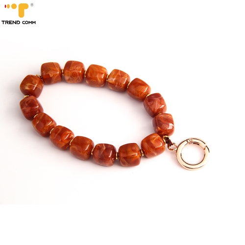 2025 Multi Color Stone Phone Chain Acrylic Phone Chain Phone Lanyard Bag Charm for Women for iPhone 17 Pro Max