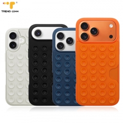 Multi Functional Silicone Phone Case for iPhone 17 with Built-in Card Holder & Strong Suction Grip Colorful Shockproof Case