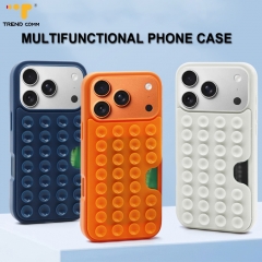Multi Functional Silicone Phone Case for iPhone 17 with Built-in Card Holder & Strong Suction Grip Colorful Shockproof Case