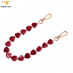 Phone Lanyard 32cm Jade Heart Pendant Chain with 2 Metal Hooks Colorful Adjustable Beaded Phone Strap for iPhone 13 14 15 16 17