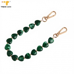 Phone Lanyard 32cm Jade Heart Pendant Chain with 2 Metal Hooks Colorful Adjustable Beaded Phone Strap for iPhone 13 14 15 16 17