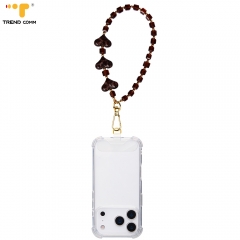 Universal Crystal & Acrylic Heart Phone Lanyard 32cm Length with Dual Metal Hooks Elegant Pendant Chain for Phone Case for Women