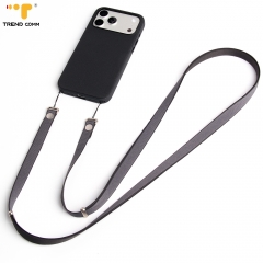 New Trending Technological PC Material Mobile Phone Cover with Magnetic Function Strip Stand Crossbody Lanyard for iPhone 17 Pro