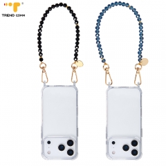 Custom Logo Anti-Lost Crystal Phone Chain Lovely Ins Style Bow Tie Beads with Cute Design Phone Wrist Strap for Mobile Phones