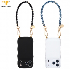 Custom Logo Anti-Lost Crystal Phone Chain Lovely Ins Style Bow Tie Beads with Cute Design Phone Wrist Strap for Mobile Phones