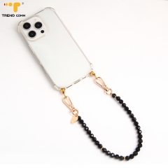 Custom Logo Anti-Lost Crystal Phone Chain Lovely Ins Style Bow Tie Beads with Cute Design Phone Wrist Strap for Mobile Phones
