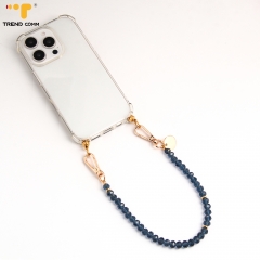 Custom Logo Anti-Lost Crystal Phone Chain Lovely Ins Style Bow Tie Beads with Cute Design Phone Wrist Strap for Mobile Phones