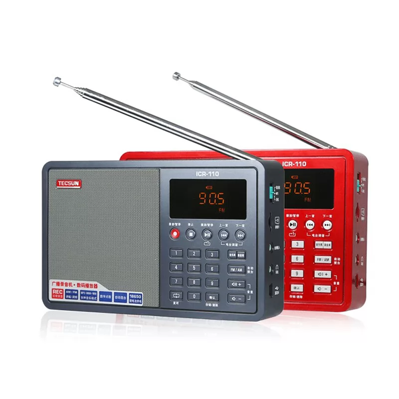 TECSUN ICR-110 FM/AM TF Card Lettore MP3 Registratore Radio ICR110 (versione aggiornata di ICR-100)