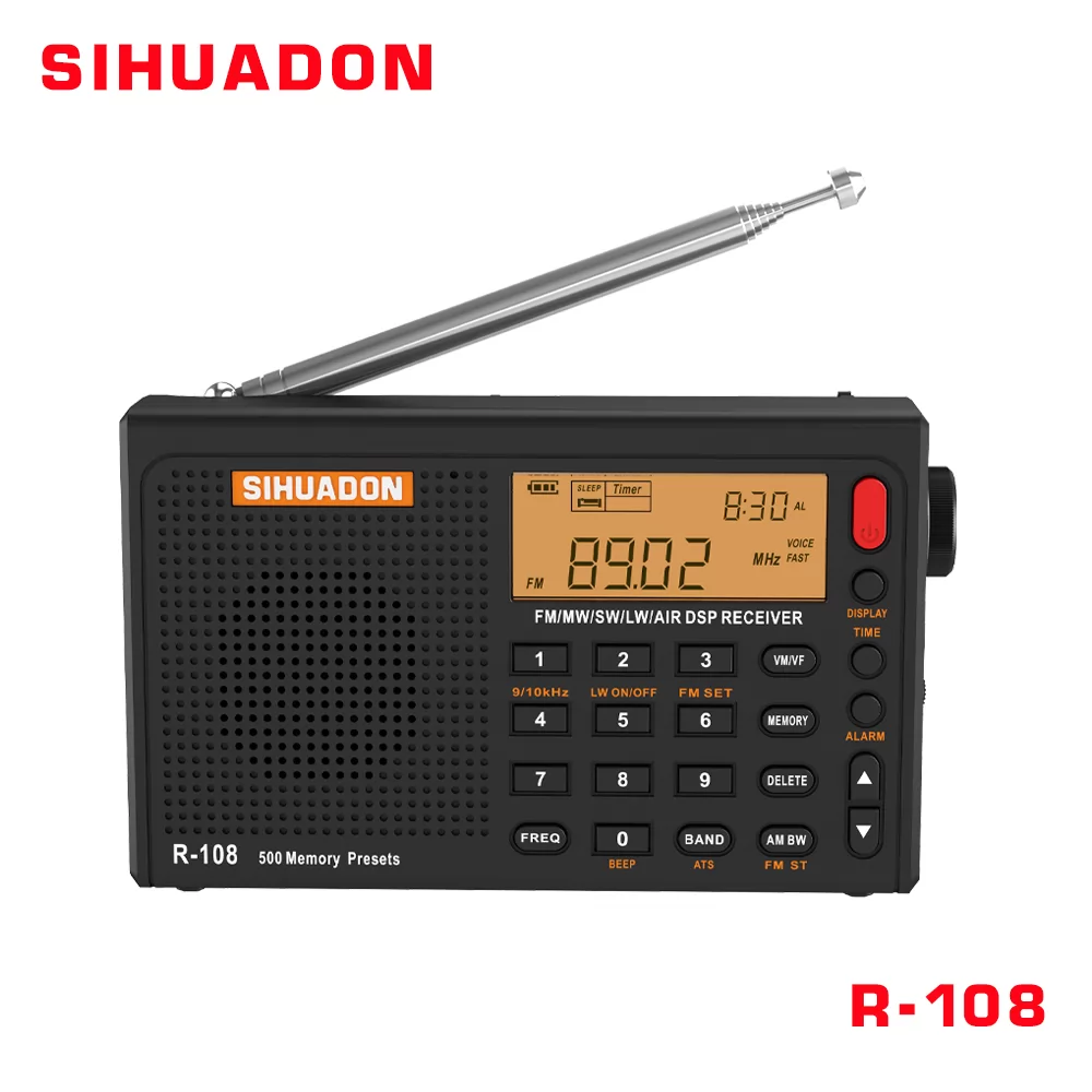 SIHUADON R-108 FM SW MW LW AIRBAND DSP Radio portátil