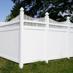 Vinyl Full Privacy Fence with Scalloped Picket Top Vinyl Full Privacy Fence Outdoor Privacy Fence Screen PVC Decorative Garden Fence Vinyl Fence Panels