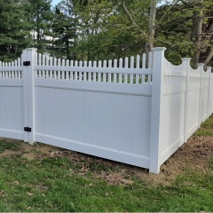 Vinyl Full Privacy Fence with Scalloped Picket Top Vinyl Full Privacy Fence Outdoor Privacy Fence Screen PVC Decorative Garden Fence Vinyl Fence Panels