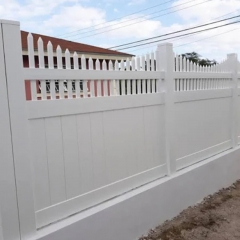 Vinyl Full Privacy Fence with Scalloped Picket Top Vinyl Full Privacy Fence Outdoor Privacy Fence Screen PVC Decorative Garden Fence Vinyl Fence Panels