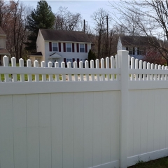 Vinyl Full Privacy Fence with Scalloped Picket Top Vinyl Full Privacy Fence Outdoor Privacy Fence Screen PVC Decorative Garden Fence Vinyl Fence Panels