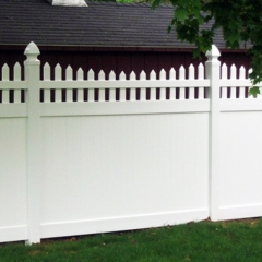 Vinyl Full Privacy Fence with Scalloped Picket Top Vinyl Full Privacy Fence Outdoor Privacy Fence Screen PVC Decorative Garden Fence Vinyl Fence Panels