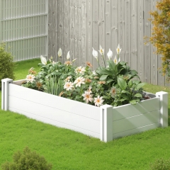 White Vinyl Raised Garden Bed Outdoor Decorative Vinyl White Rectangle Raised Garden Bed Fence