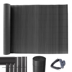 PVC Zaun Garten Terrasse PVC Sichtschutzmatte,Sichtschutz Garten Balkon Windschutz Terrasse Sichtschutzzaun Balkonverkleidung Zaunblende Wetterfest Gartenzaun Anthrazitschwarz