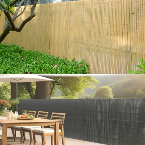 PVC编织仿竹制效果围栏遮罩PVC花园遮阳卷帘围栏 隐私边框板