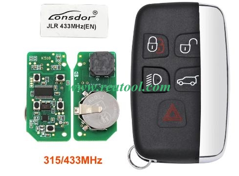 Lonsdor Specific Smart Key for Land Rover Jaguar 2015-2018 5 Button 315/433MHz JLR Key Work with Lonsdor K518 Car Key Programmer