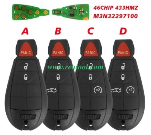 3/4/5 Button PCF7941 46 Chip 433MHZ For 2012-2016 Dodge  Dart Fobik Keyless Remote M3N32297100(433) 56046771AA 