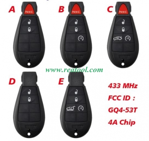 for Jeep Cherokee / Cherokee Sport KL 2014 2015 2015 2017 2018 2019 Remote Key Fob Fobik 433MHz GQ4-53T PCF7961M 4A Chip