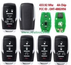 Aftermarket Smart Remote Car Key Fob 433.92MHz ASK PCF7939M 4A Chip for Dodge Ram 1500 2019 2020 OHT-4882056, OHT4882056