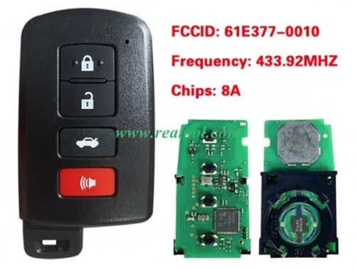 TOYO-TA smart card 3+1buttons BA4EK 8A chip 61E377-0010 P4 88 433.92MHZ