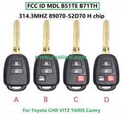 Remote Car Key FOB For TOYO-TA CHR VITZ YARIS Camr