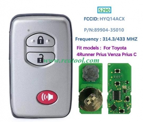2009-2019 TOYO-TA / 3-Button Smart Key / PN: 89904-35010 / HYQ14ACX-5290