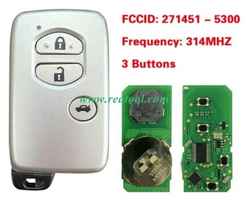 Aftermarket 271451 - 5300 3 button smart key for TOYO-TA 314mhz FSK
