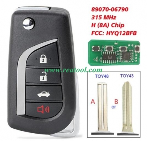 for TOYO-TA Camry 2018 2019 2020 2021 Remote Key Fob HYQ12BFB 315MHz H (8A) Chip 89070-06790  TOY43