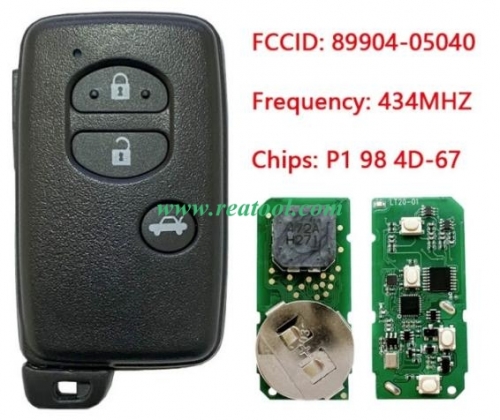 For TOYO-TA Avensis 2009+ Smart Key, 3Buttons, B75EA P1 98 4D-67 Chip, 433MHz 89904-05040