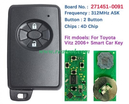 TOYO-TA Vitz 2006 Smart Key 2 Buttons 312MHz ASK 271451-0091 P1 94 4D-67