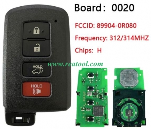 2013-2018 For TOYO-TA RAV4 4-Button Smart Key PN 89904-0R080 HYQ14FBA (G Board – 0020)