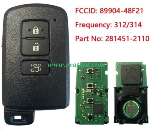 For TOYO-TA Land Cruiser Smart Keys Remote 2016 3 Button 312/314MHz 281451-2110 14FAB-01 89904-48F21 SUV